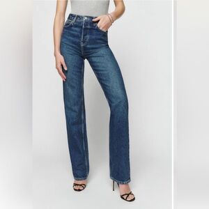 Reformation High-Rise Straight Jeans in Indigo Blue